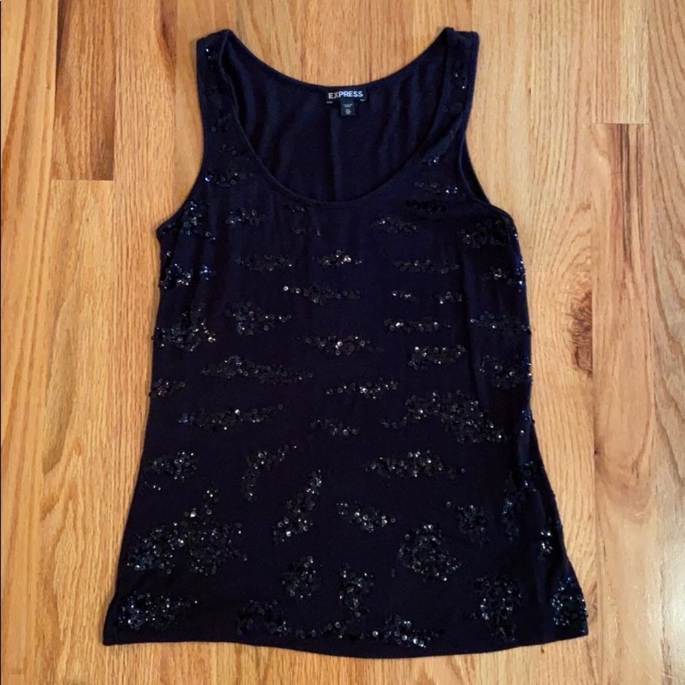 EXPRESS Tank Top with Zebra Sequin Print